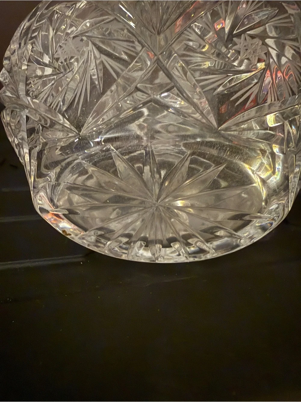 Clear Hand-Cut Glass Vase